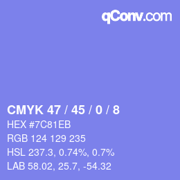 Color code: CMYK 47 / 45 / 0 / 8 | qconv.com