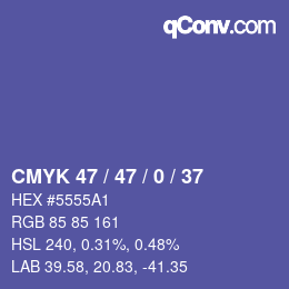 Color code: CMYK 47 / 47 / 0 / 37 | qconv.com