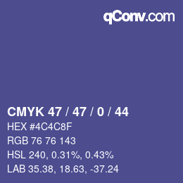 Color code: CMYK 47 / 47 / 0 / 44 | qconv.com