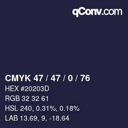 Color code: CMYK 47 / 47 / 0 / 76 | qconv.com