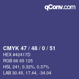 Farbcode: CMYK 47 / 48 / 0 / 51 | qconv.com