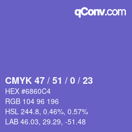 颜色代码: CMYK 47 / 51 / 0 / 23 | qconv.com