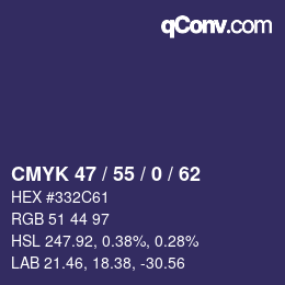 颜色代码: CMYK 47 / 55 / 0 / 62 | qconv.com