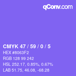 Farbcode: CMYK 47 / 59 / 0 / 5 | qconv.com