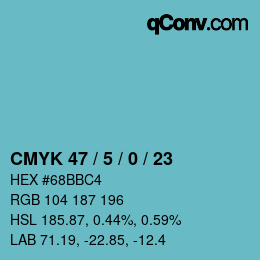 Código de color: CMYK 47 / 5 / 0 / 23 | qconv.com
