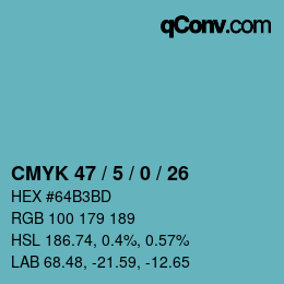 Color code: CMYK 47 / 5 / 0 / 26 | qconv.com
