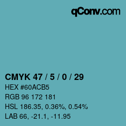 Color code: CMYK 47 / 5 / 0 / 29 | qconv.com