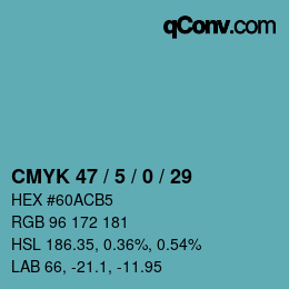 Color code: CMYK 47 / 5 / 0 / 29 | qconv.com