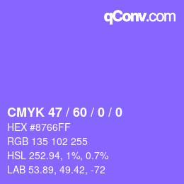 Color code: CMYK 47 / 60 / 0 / 0 | qconv.com