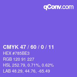 カラーコード: CMYK 47 / 60 / 0 / 11 | qconv.com
