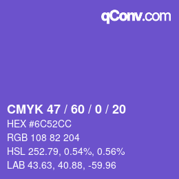 Color code: CMYK 47 / 60 / 0 / 20 | qconv.com