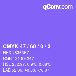 カラーコード: CMYK 47 / 60 / 0 / 3 | qconv.com