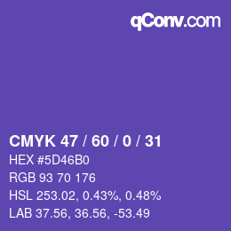 颜色代码: CMYK 47 / 60 / 0 / 31 | qconv.com