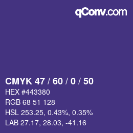 カラーコード: CMYK 47 / 60 / 0 / 50 | qconv.com