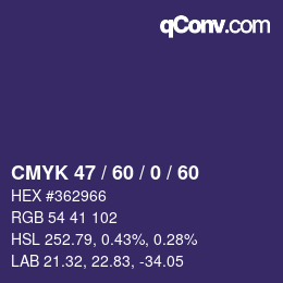 颜色代码: CMYK 47 / 60 / 0 / 60 | qconv.com