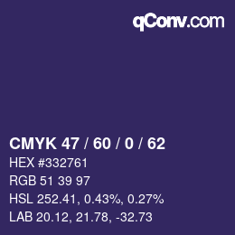 カラーコード: CMYK 47 / 60 / 0 / 62 | qconv.com