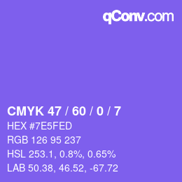Farbcode: CMYK 47 / 60 / 0 / 7 | qconv.com