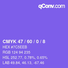 カラーコード: CMYK 47 / 60 / 0 / 8 | qconv.com