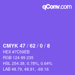カラーコード: CMYK 47 / 62 / 0 / 8 | qconv.com