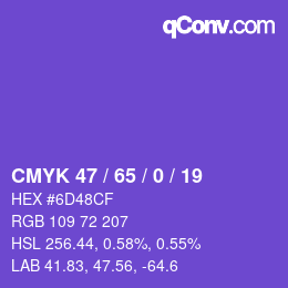 Color code: CMYK 47 / 65 / 0 / 19 | qconv.com
