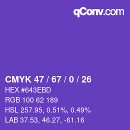 Color code: CMYK 47 / 67 / 0 / 26 | qconv.com
