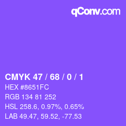 Farbcode: CMYK 47 / 68 / 0 / 1 | qconv.com