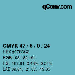 カラーコード: CMYK 47 / 6 / 0 / 24 | qconv.com