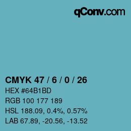 颜色代码: CMYK 47 / 6 / 0 / 26 | qconv.com