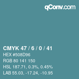 颜色代码: CMYK 47 / 6 / 0 / 41 | qconv.com