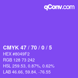 Color code: CMYK 47 / 70 / 0 / 5 | qconv.com