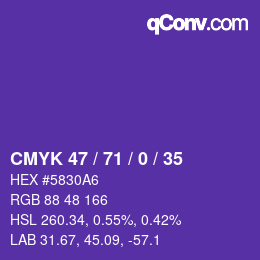 颜色代码: CMYK 47 / 71 / 0 / 35 | qconv.com