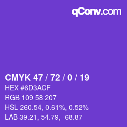 颜色代码: CMYK 47 / 72 / 0 / 19 | qconv.com