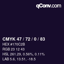 カラーコード: CMYK 47 / 72 / 0 / 83 | qconv.com