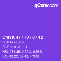 カラーコード: CMYK 47 / 73 / 0 / 12 | qconv.com