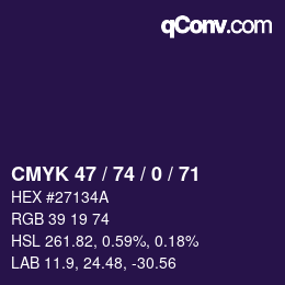 颜色代码: CMYK 47 / 74 / 0 / 71 | qconv.com