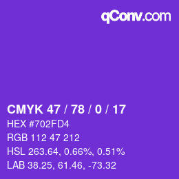 Color code: CMYK 47 / 78 / 0 / 17 | qconv.com