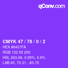 颜色代码: CMYK 47 / 78 / 0 / 2 | qconv.com