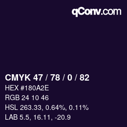 カラーコード: CMYK 47 / 78 / 0 / 82 | qconv.com