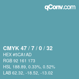 Color code: CMYK 47 / 7 / 0 / 32 | qconv.com