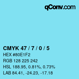 Color code: CMYK 47 / 7 / 0 / 5 | qconv.com