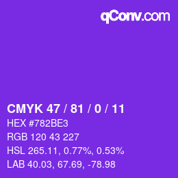 Farbcode: CMYK 47 / 81 / 0 / 11 | qconv.com