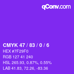 Color code: CMYK 47 / 83 / 0 / 6 | qconv.com