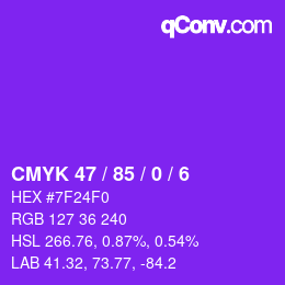 Color code: CMYK 47 / 85 / 0 / 6 | qconv.com