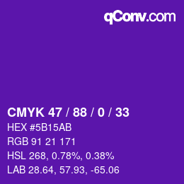 Color code: CMYK 47 / 88 / 0 / 33 | qconv.com