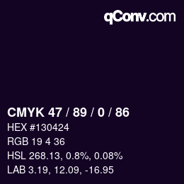颜色代码: CMYK 47 / 89 / 0 / 86 | qconv.com