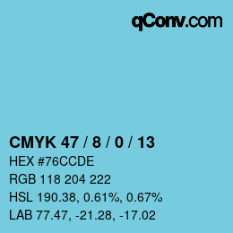 Color code: CMYK 47 / 8 / 0 / 13 | qconv.com