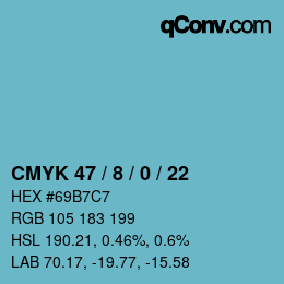颜色代码: CMYK 47 / 8 / 0 / 22 | qconv.com