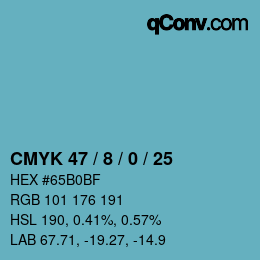 颜色代码: CMYK 47 / 8 / 0 / 25 | qconv.com
