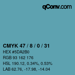 颜色代码: CMYK 47 / 8 / 0 / 31 | qconv.com