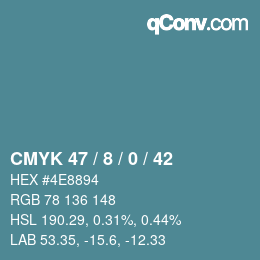 颜色代码: CMYK 47 / 8 / 0 / 42 | qconv.com